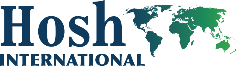 The logo for Hosh International.