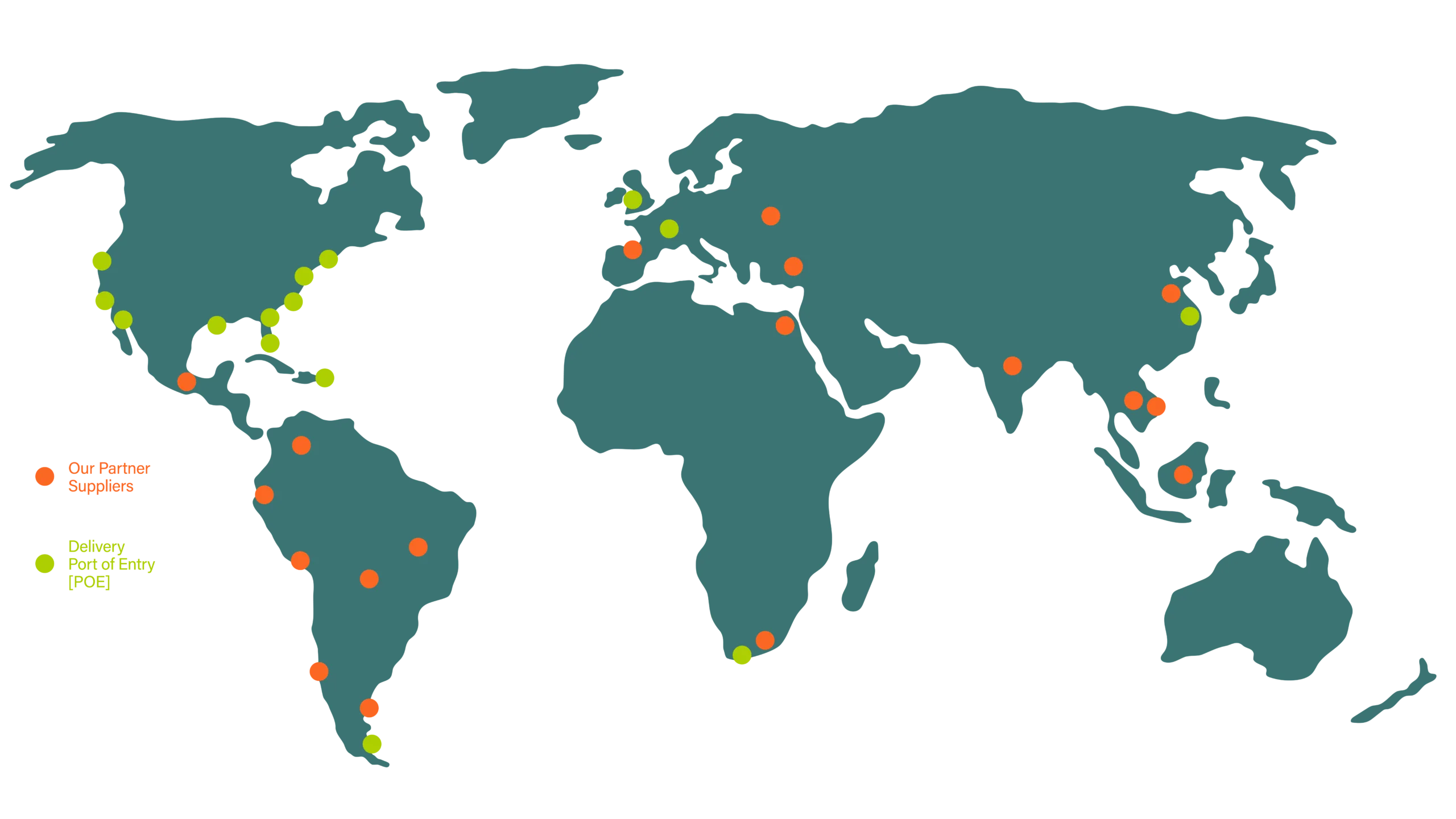 Map with partners and ports of entry.