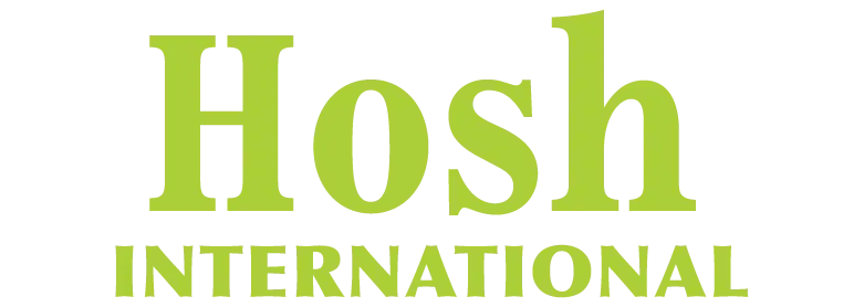 The new Hosh International logo in green.